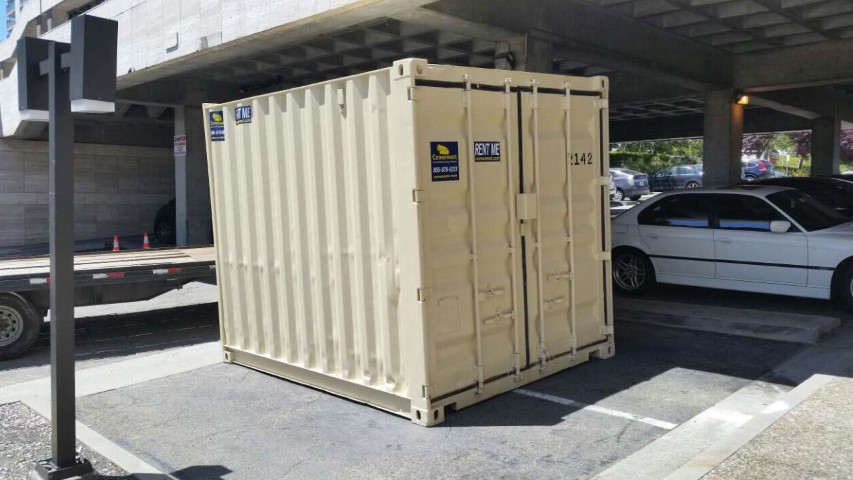 cargo door conexwest sticker cream color shipping container cream storage container light post cars
