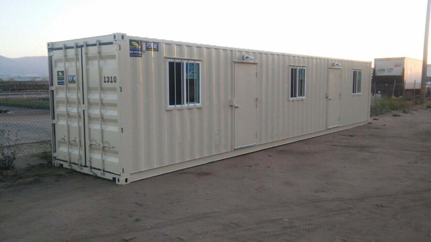 40 foot office container with window and man door shipping container storage container outside field