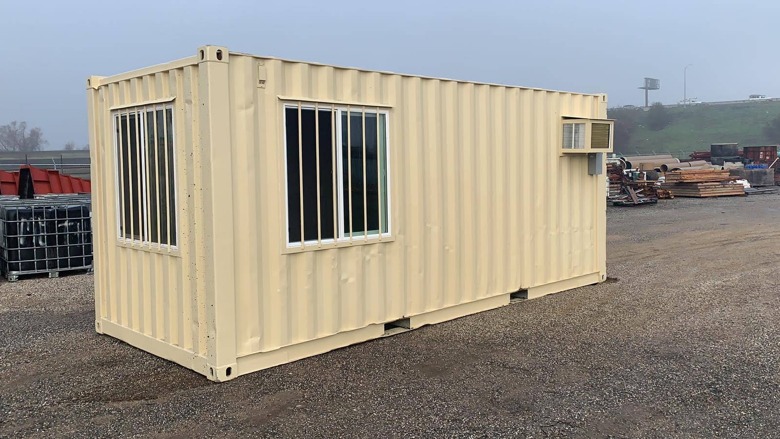 Shipping container office with windows