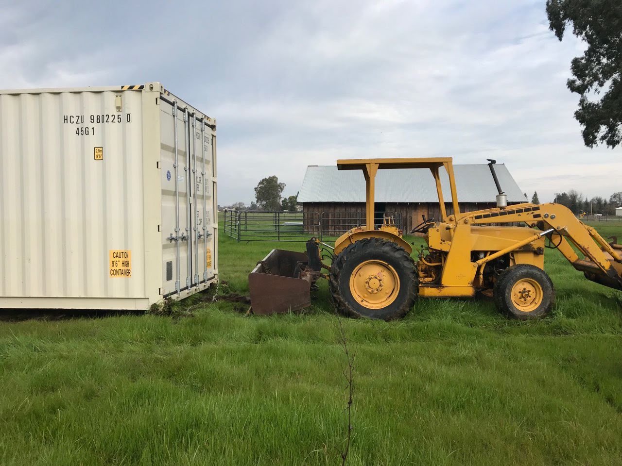 container and tractor