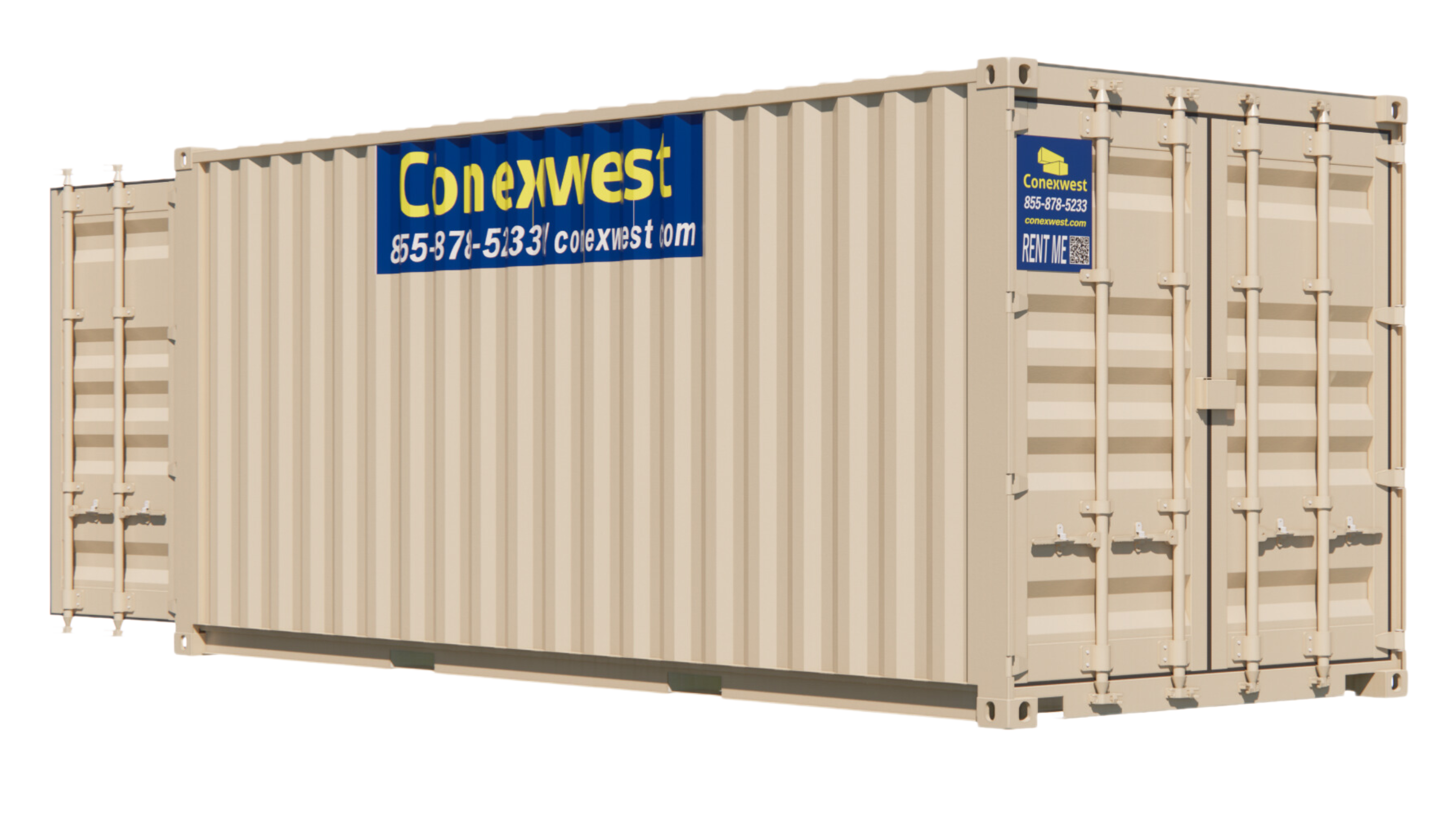 20ft storage container with cargo doors on both ends for rent