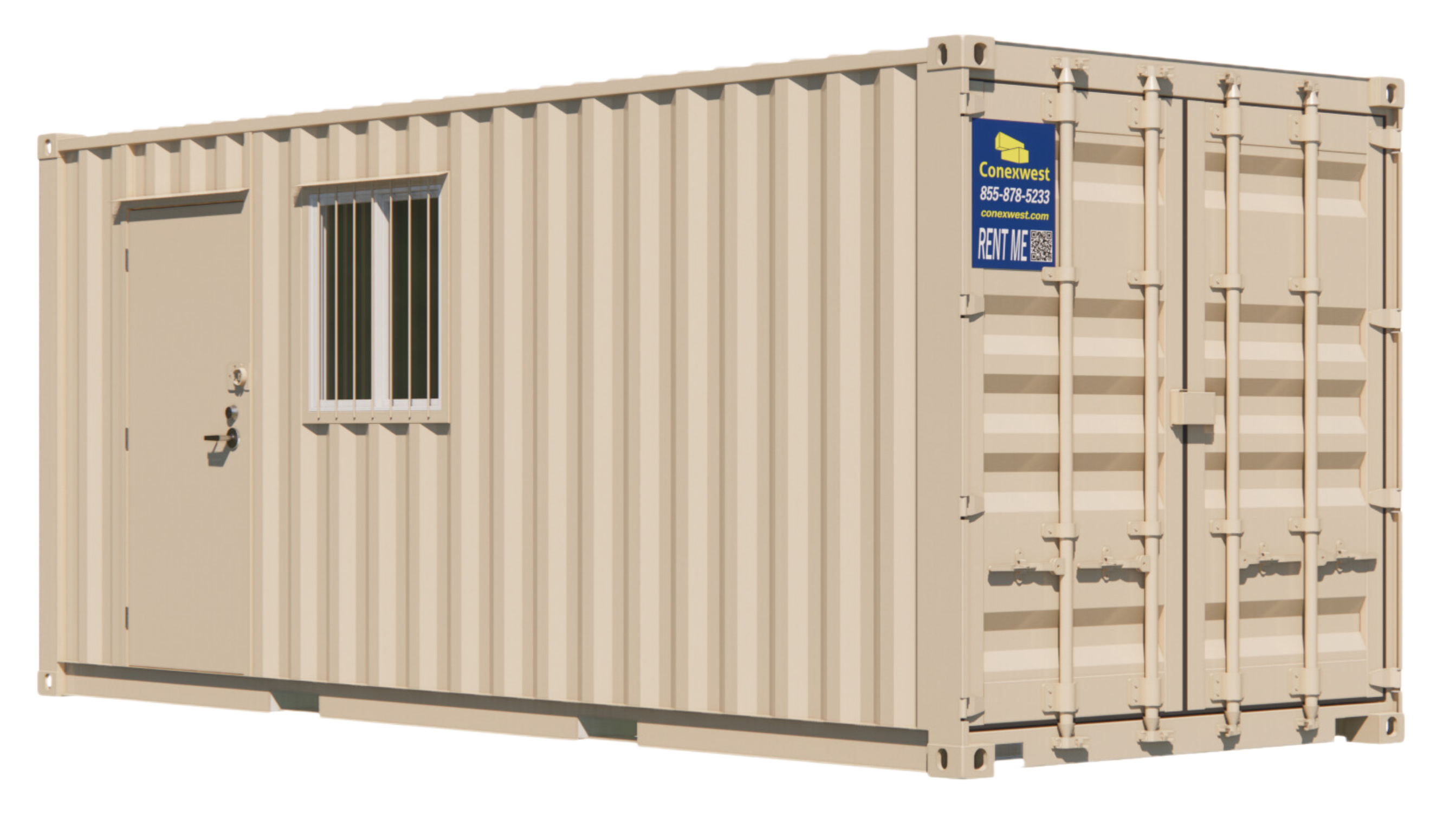 20ft On-Site Mobile Ground Level Office and Storage Combo Container for Rent