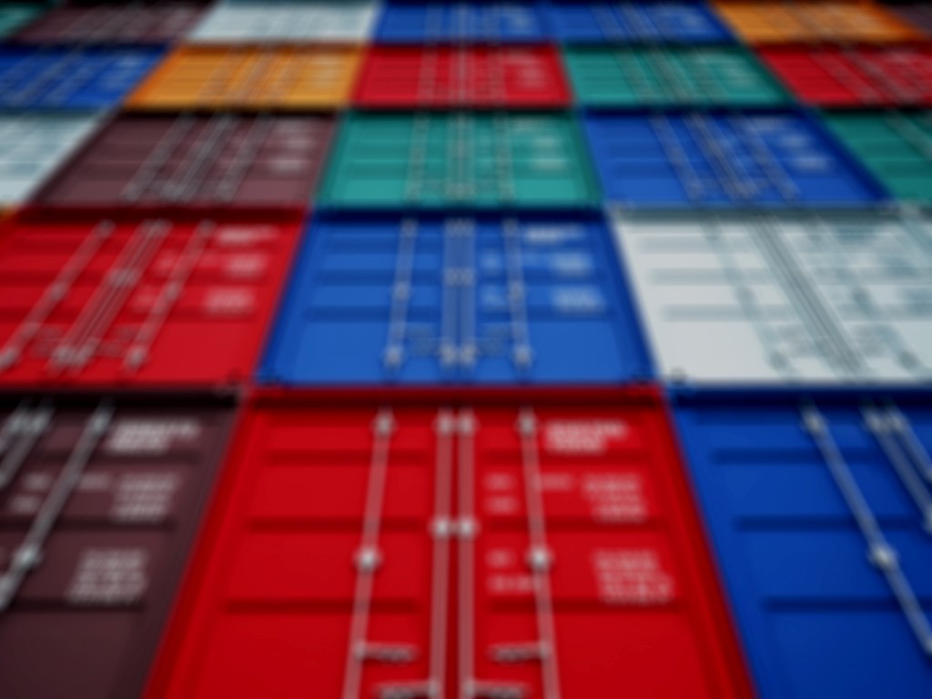 Shipping containers stacked in different colors