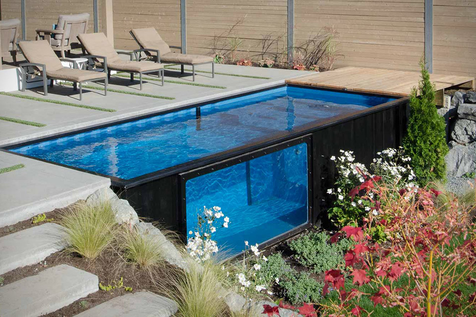 Steel shipping container pool 