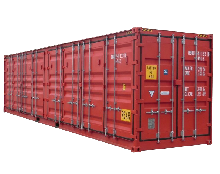 40ft High Cube Open Side w/ Post Shipping Container Red Color For Sale