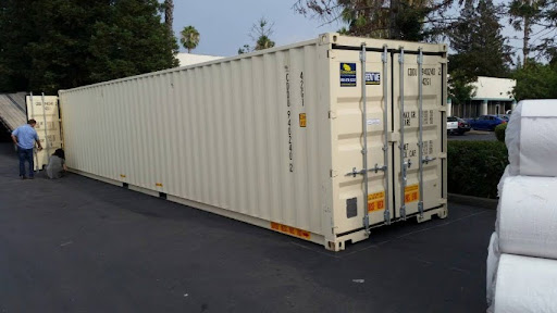 A 40-ft storage container w/ doors on both ends.