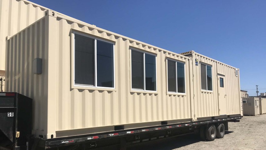 Extra large jobsite office container with HVAC.
