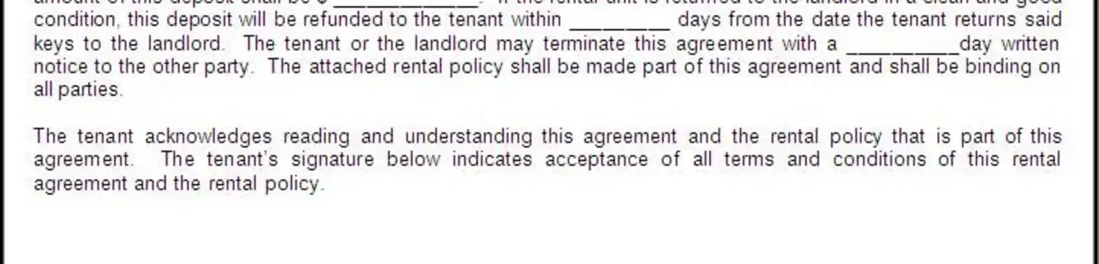 Rental agreement template